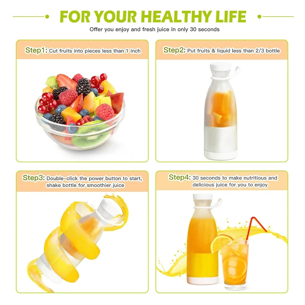 Portable USB Rechargeable Fruit Blender